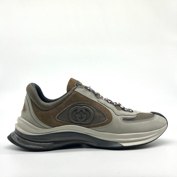 Size 13 - Gucci Mens Run Mesh and Suede Sneaker Beige - Picture 1 of 7